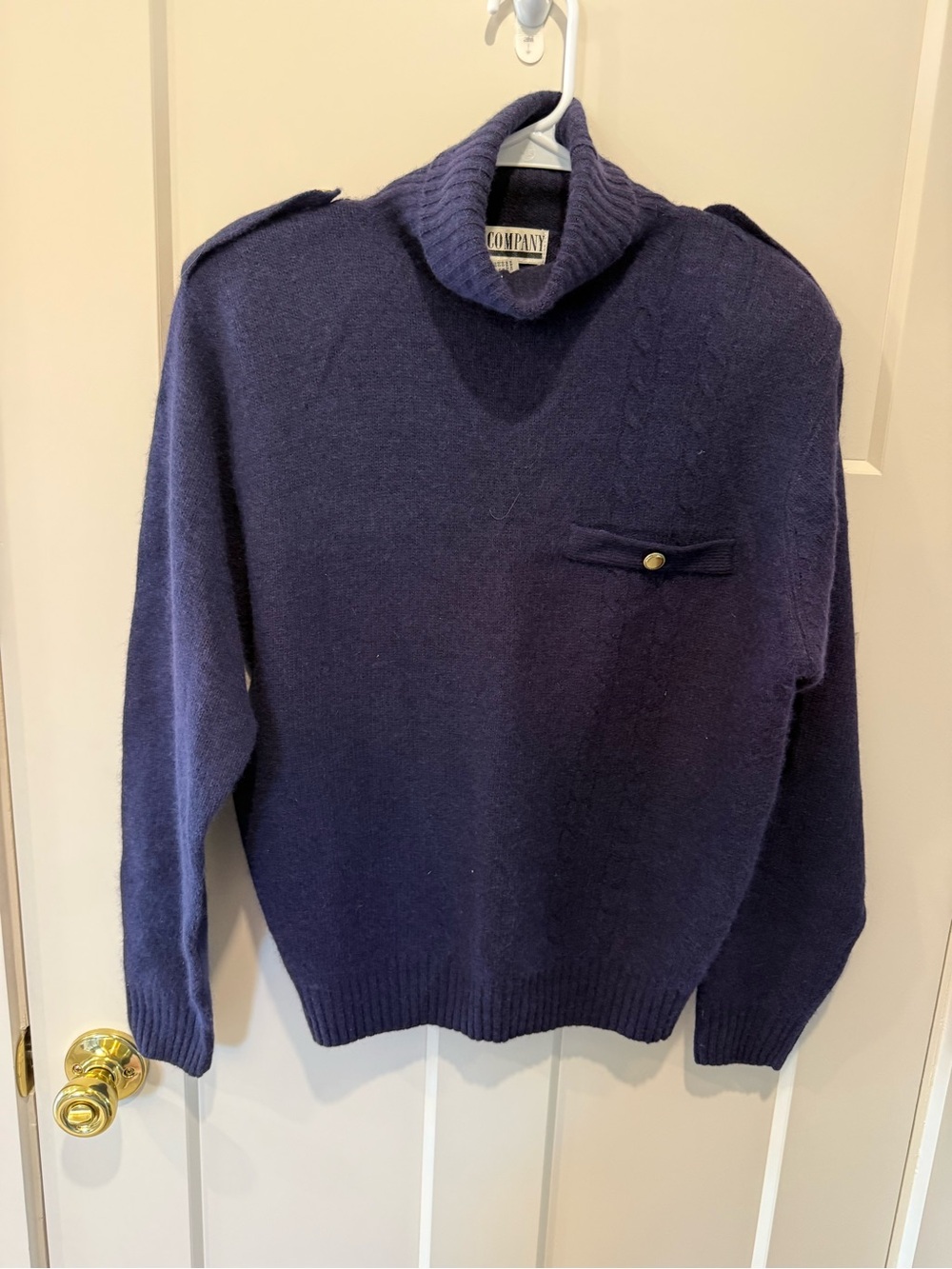SK & Company Navy Turtleneck Sweater with Shoulder Epaulets